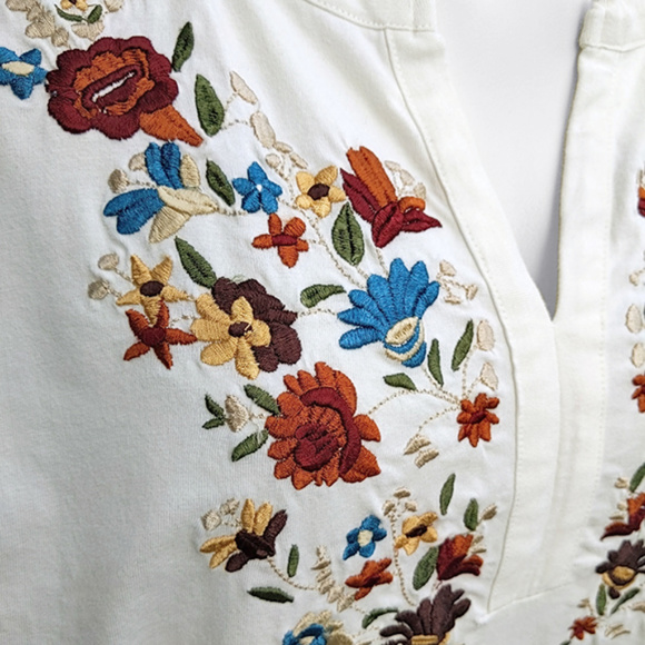 Embroidered Cotton Knit T-Shirt L - Picture 3 of 5